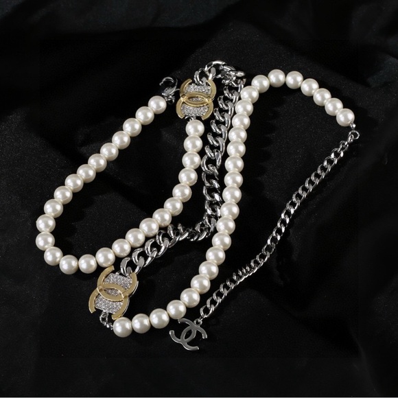Chanel Style Mixed Metal Pearl & Crystal CC Chain Belt main image 8